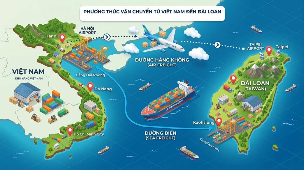 Hai Phương Thức Vận Chuyển Chính Đi Đài Loan