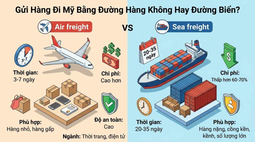 Cách Chọn Gửi Hàng Đi Mỹ Bằng Đường Hàng Không Hay Đường Biển