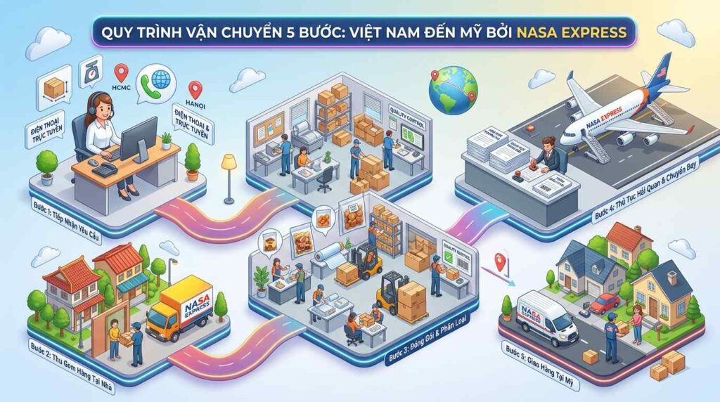 Quy Trình Gửi Hàng Đi Mỹ Tại Nasa Express