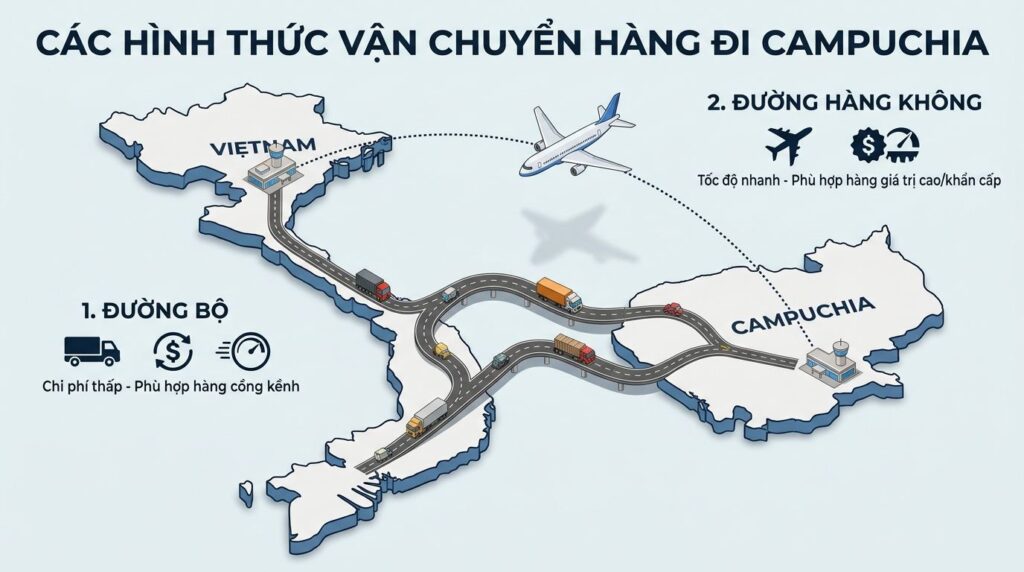 Hai Hình Thức Vận Chuyển Hàng Đi Campuchia Chính