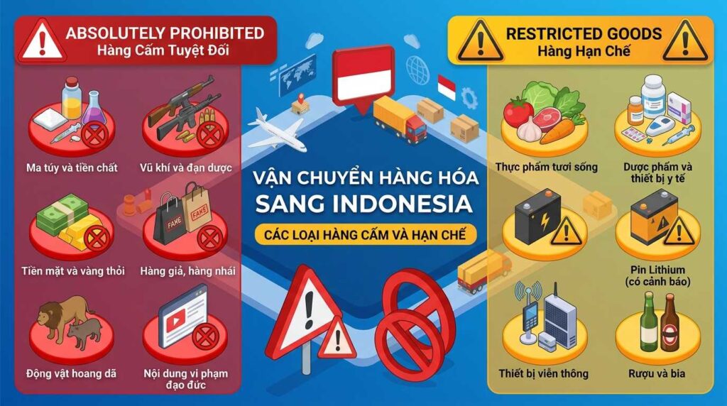 Những Mặt Hàng Bị Cấm Hoặc Hạn Chế Khi Gửi Đi Indonesia