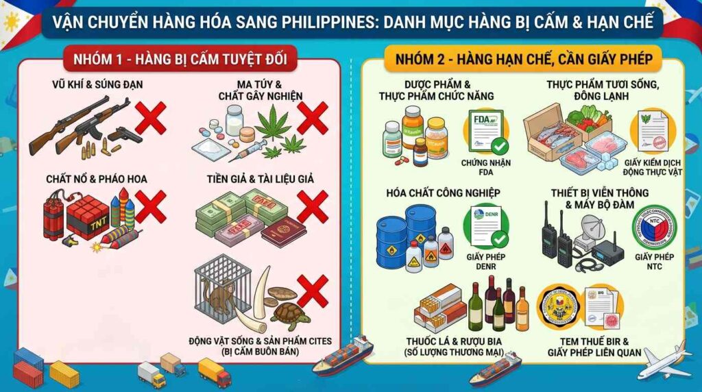 Những Mặt Hàng Cấm Và Hạn Chế Nhập Vào Philippines