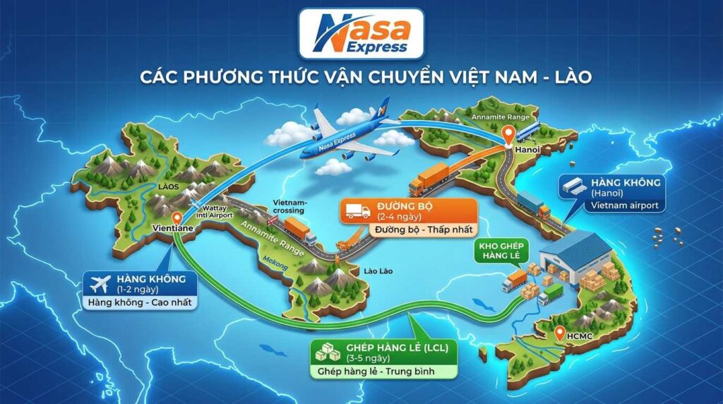 Những Phương Thức Vận Chuyển Hàng Đi Lào