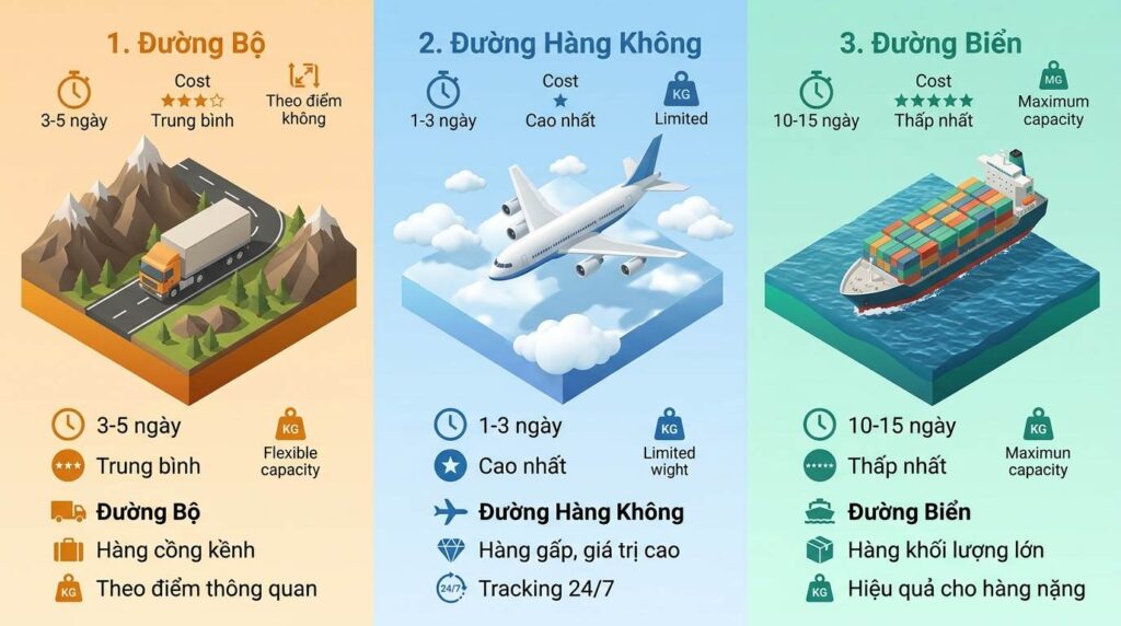 Phương Thức Gửi Hàng Đi Myanmar Đường Bộ, Hàng Không Hay Biển