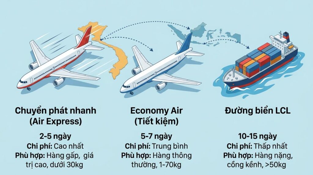 Phương Thức Vận Chuyển Háng Hoá Đi Indonesia