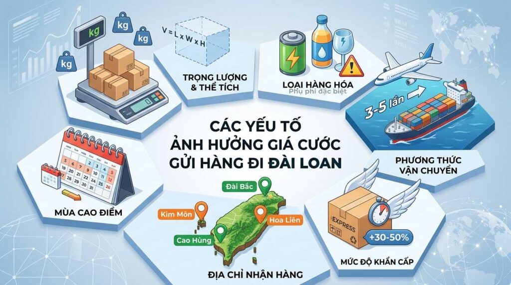 Các Yếu Tố Nào Ảnh Hưởng Đến Giá Cước Gửi Hàng Đi Đài Loan