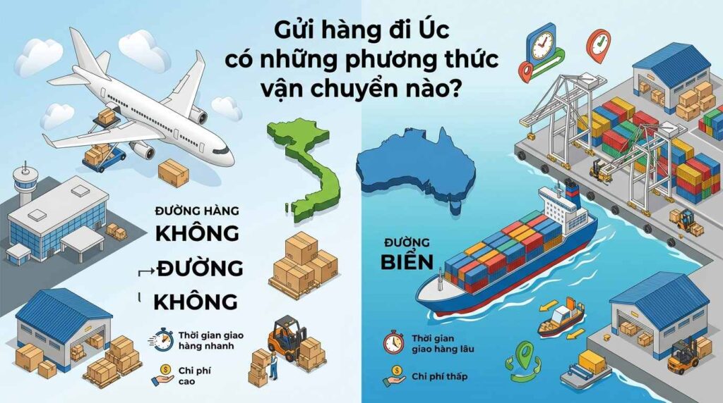 Những phương thức vận chuyển hàng đi Úc