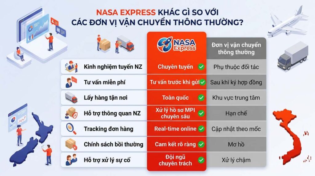 Nasa Express Khác Gì So Với Các Đơn Vị Vận Chuyển Đi New Zealand Khác