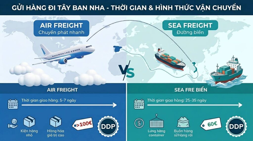 Hai Hình Thức Vận Chuyển Chính Đến Tây Ban Nha