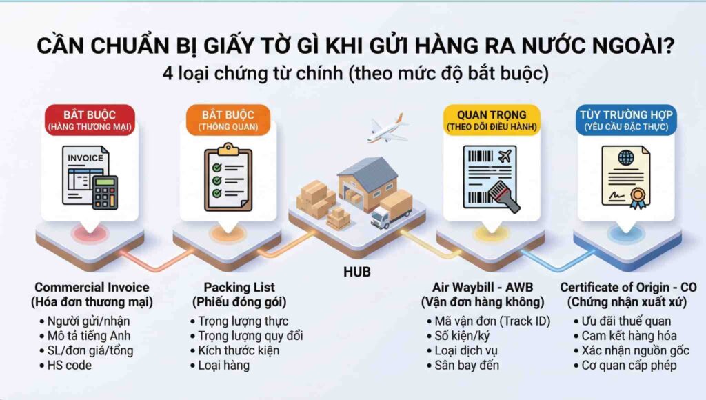 Cần chuẩn bị giấy tờ gì khi gửi hàng ra nước ngoài