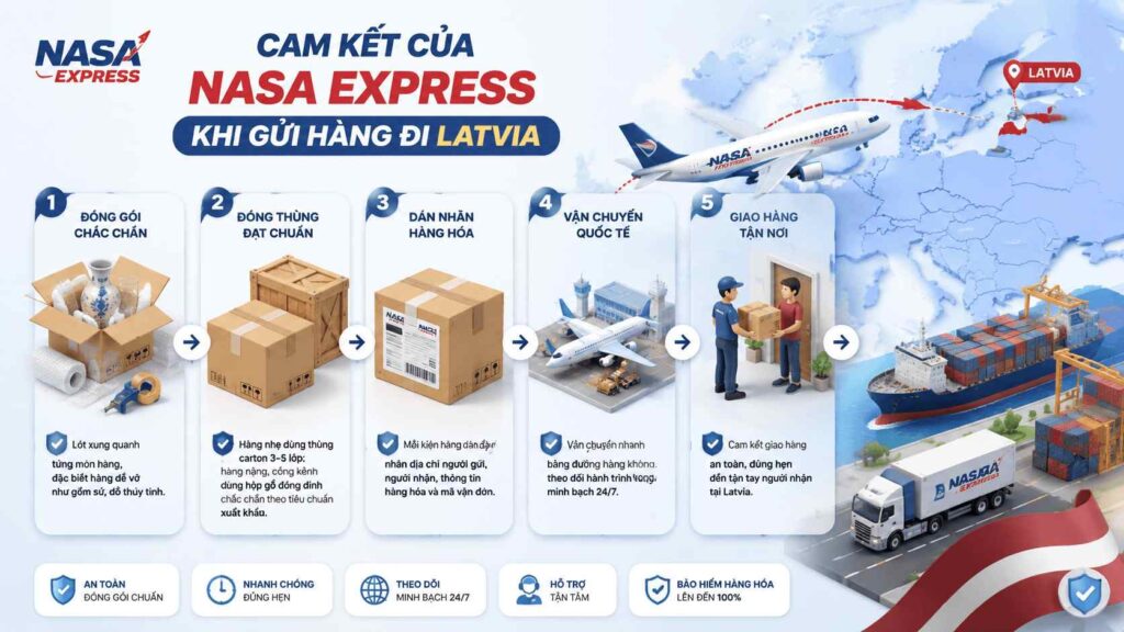 Cam kết của Nasa Express khi gửi hàng đi Latvia