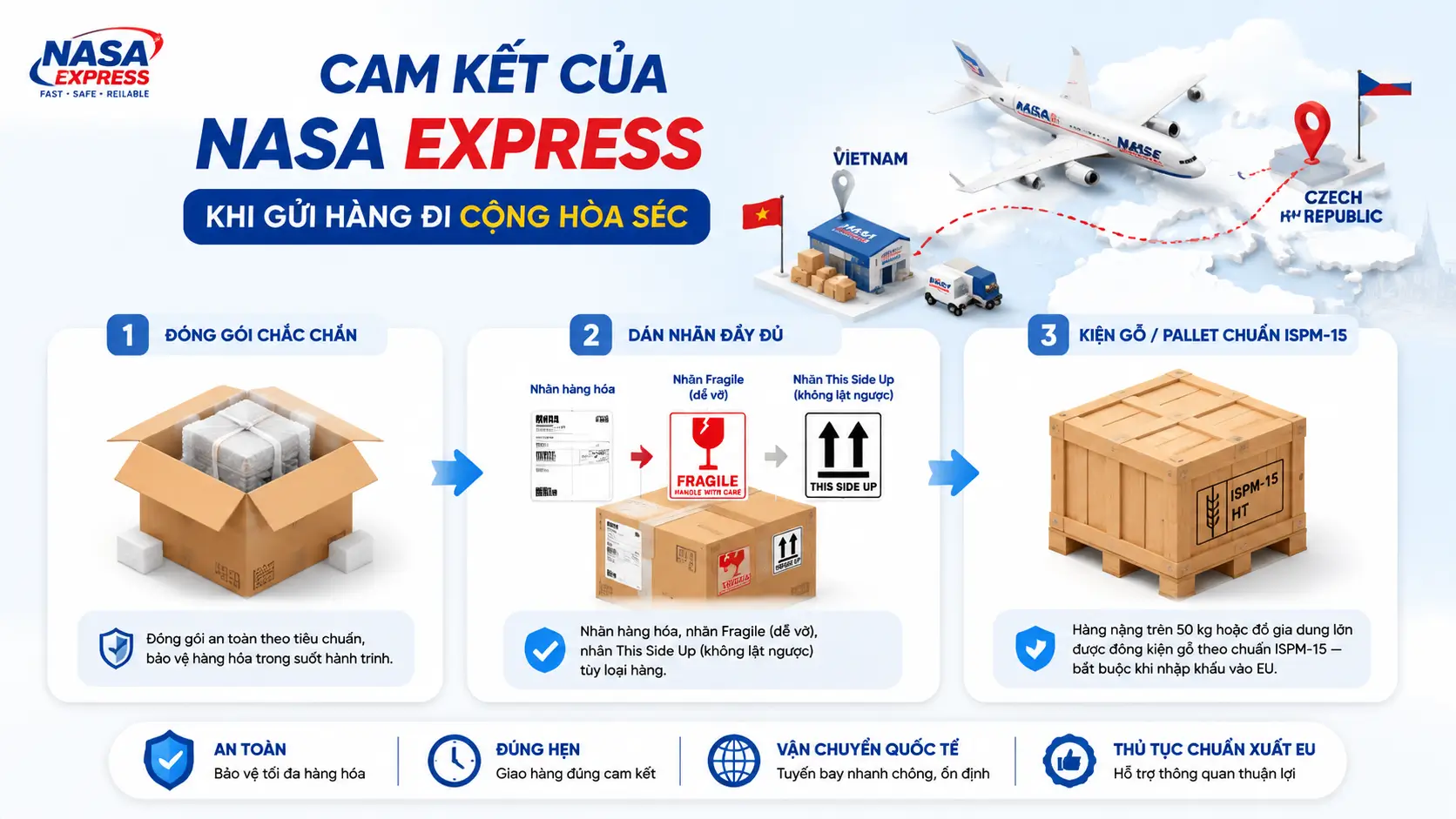 Cam kết của Nasa Express khi gửi hàng đi Cộng Hòa Séc
