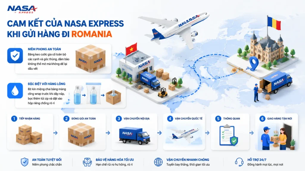 Cam kết của Nasa Express khi gửi hàng đi Romania