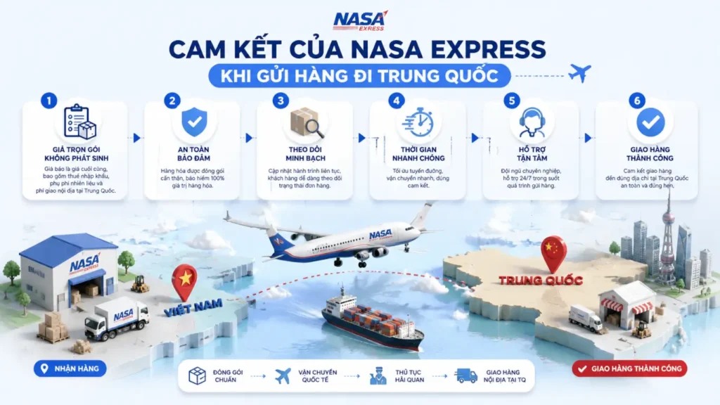 Cam kết của Nasa Express khi gửi hàng đi Trung Quốc