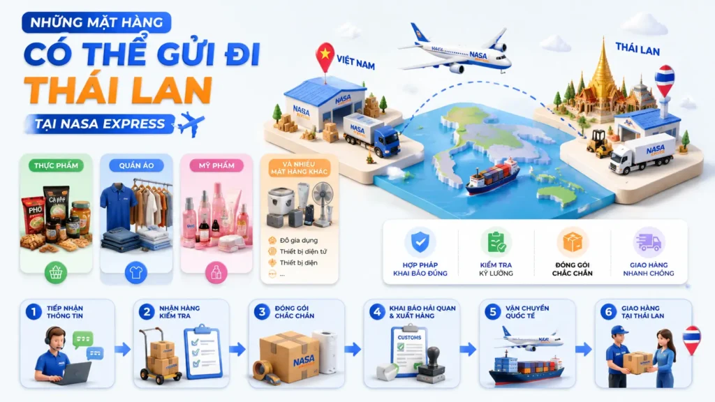 Những mặt hàng có thể gửi đi Thái Lan tại Nasa Express