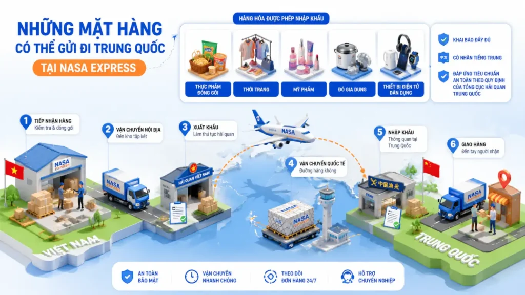 Những mặt hàng có thể gửi đi Trung Quốc tại Nasa Express