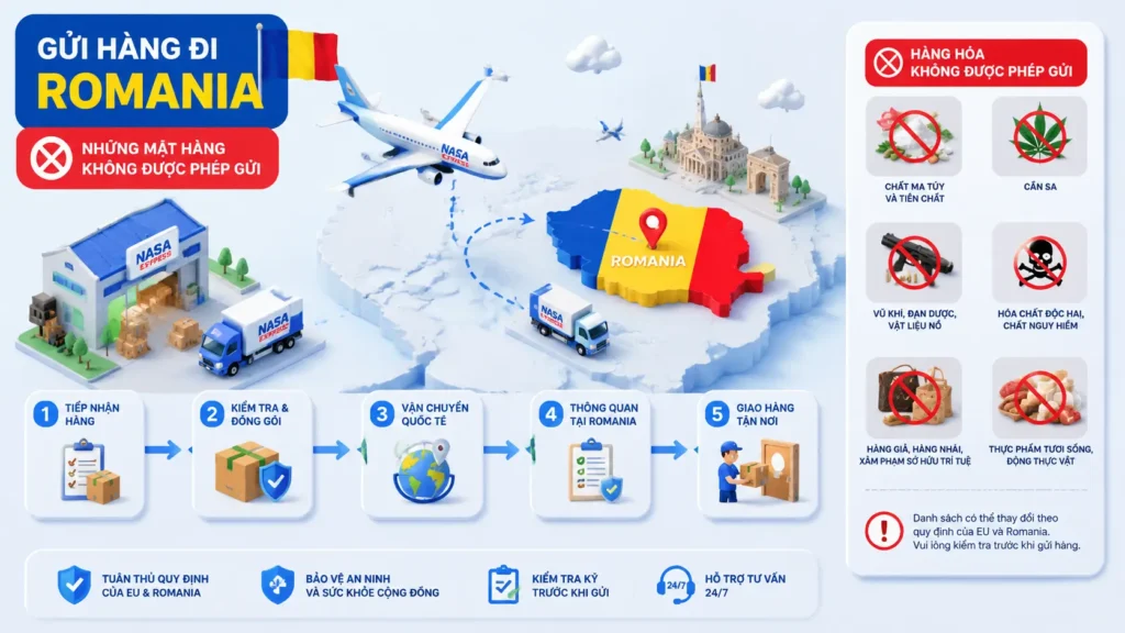 Những mặt hàng không được phép gửi đi Romania?