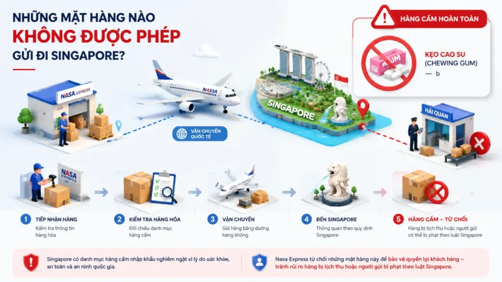 Những mặt hàng nào không được phép gửi đi Singapore?