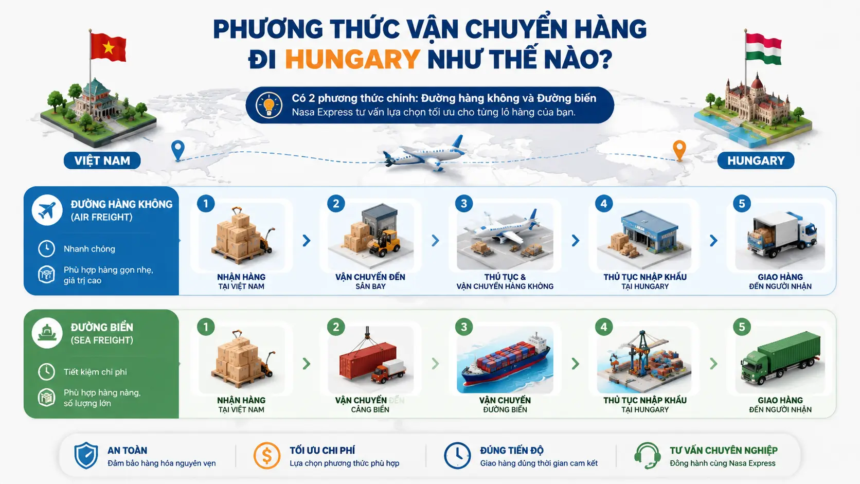 Phương thức vận chuyển hàng đi Hungary như thế nào?