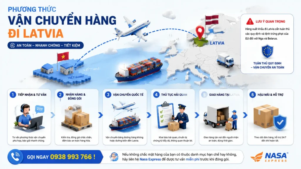 Phương thức vận chuyển hàng đi Latvia như thế nào?