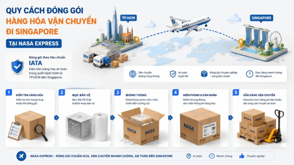 Quy cách đóng gói hàng hóa vận chuyển đi Singapore tại Nasa Express