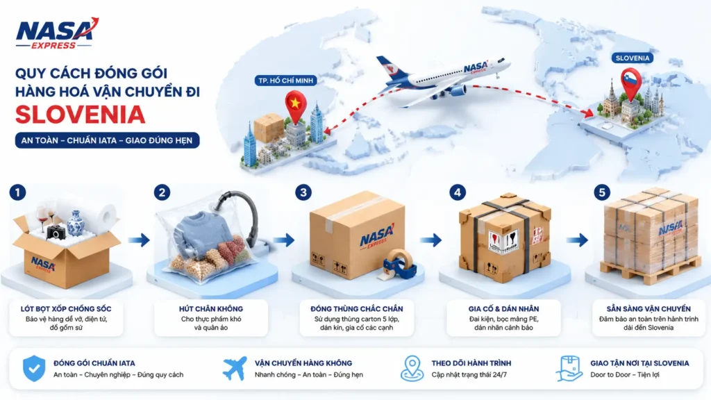 Quy cách đóng gói hàng hoá vận chuyển đi Slovenia tại Nasa Express