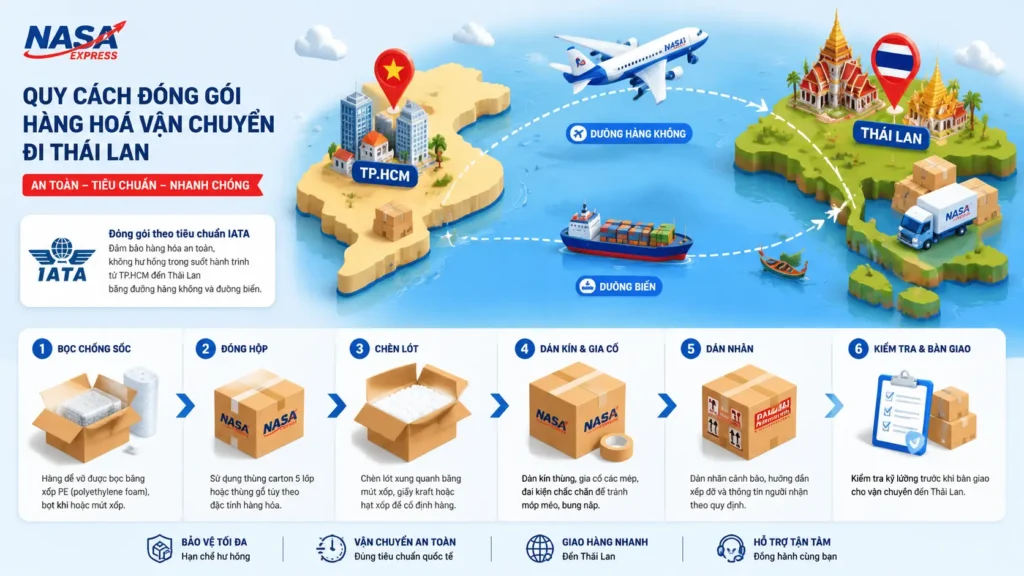 Quy cách đóng gói hàng hoá vận chuyển đi Thái Lan tại Nasa Express