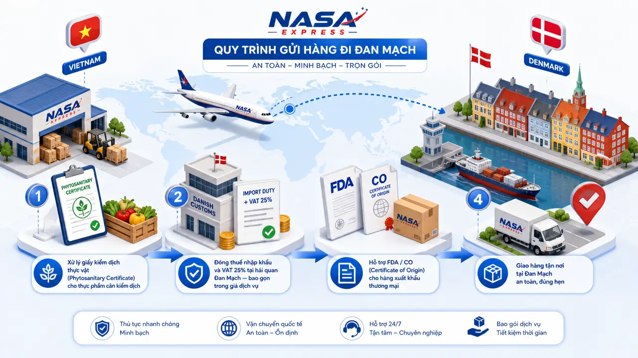 Quy trình gửi hàng đi Đan Mạch tại Nasa Express như thế nào?