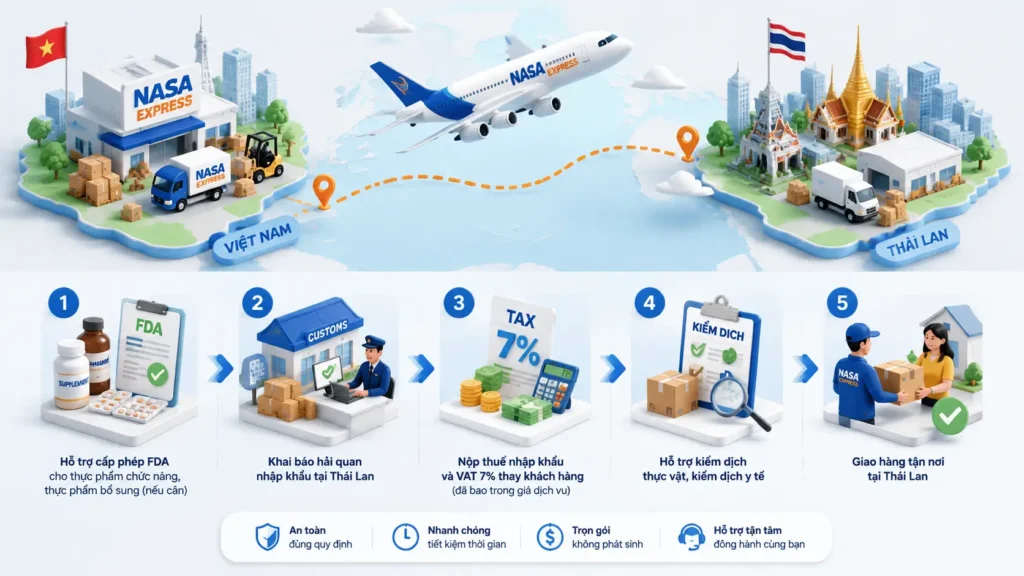 Quy trình gửi hàng đi Thái Lan tại Nasa Express như thế nào?