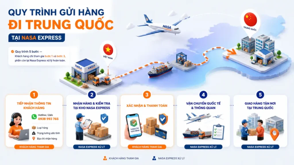 Quy trình gửi hàng đi Trung Quốc tại Nasa Express như thế nào?