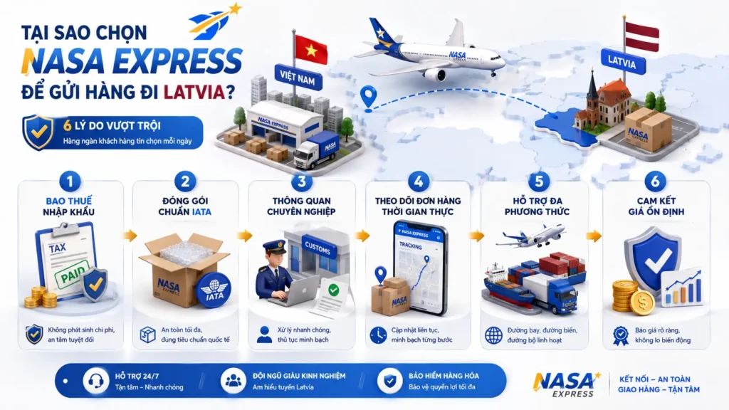 Tại sao nên chọn Nasa Express để gửi hàng đi Latvia?