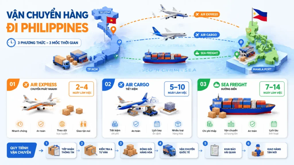 Thời gian vận chuyển hàng đi Philippines mất bao lâu?