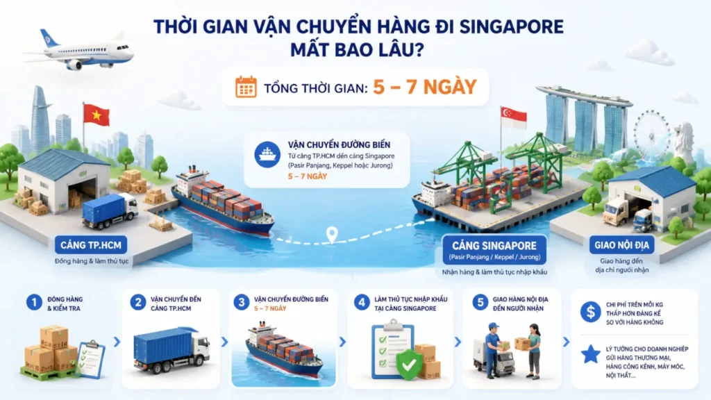 Thời gian vận chuyển hàng đi Singapore mất bao lâu?