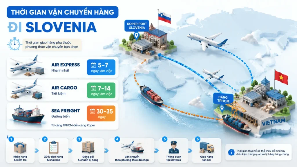 Thời gian vận chuyển hàng đi Slovenia mất bao lâu?