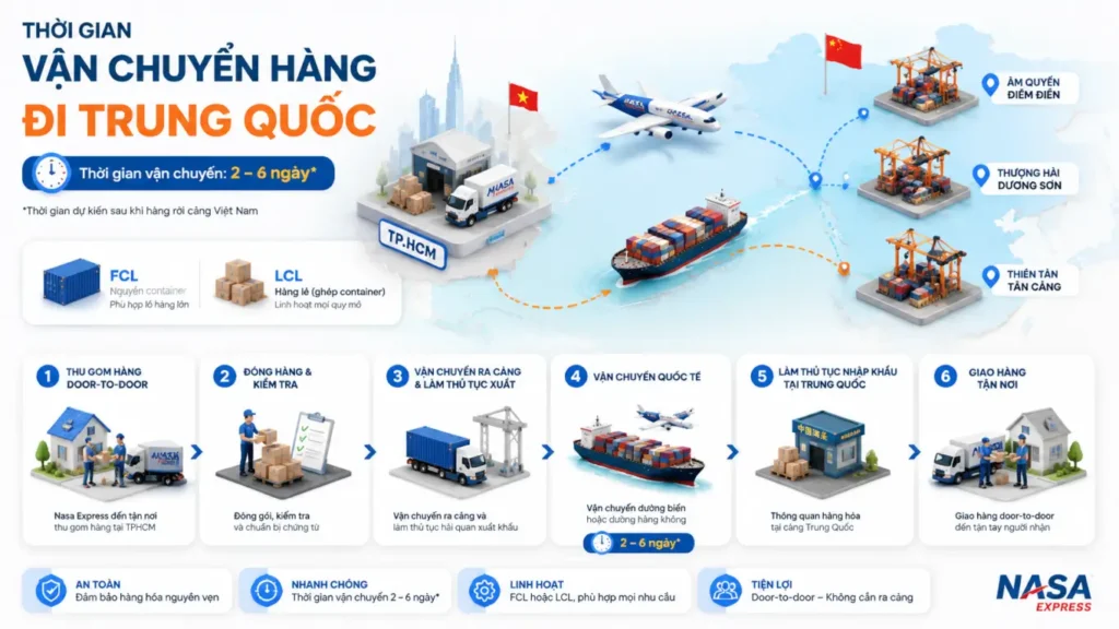 Thời gian vận chuyển hàng đi Trung Quốc mất bao lâu?