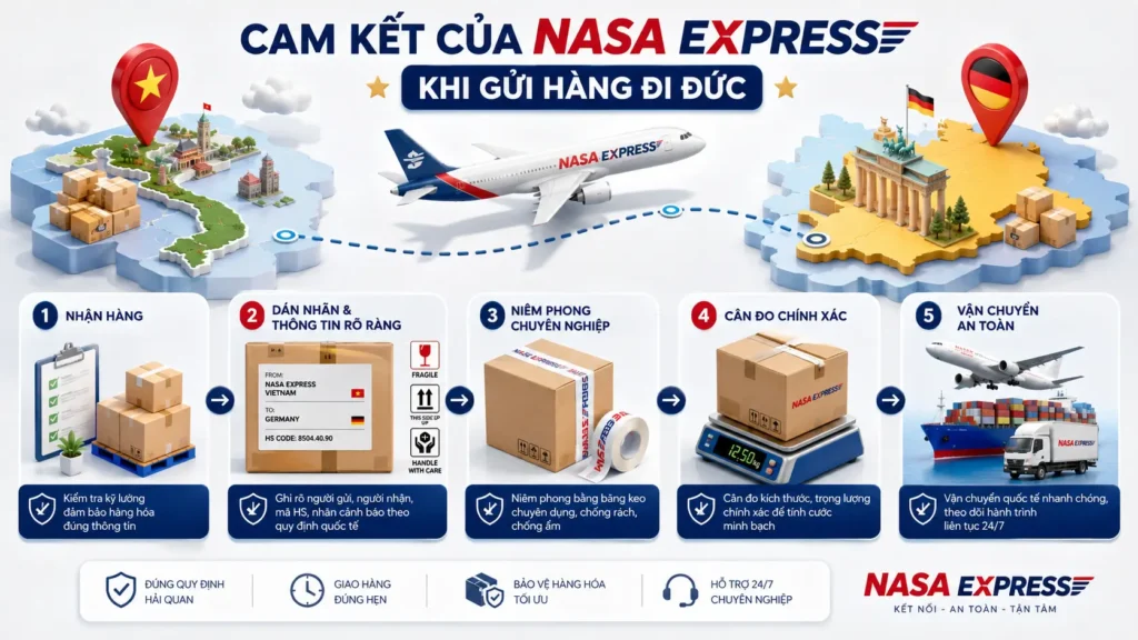 Cam kết của Nasa Express khi gửi hàng đi Đức