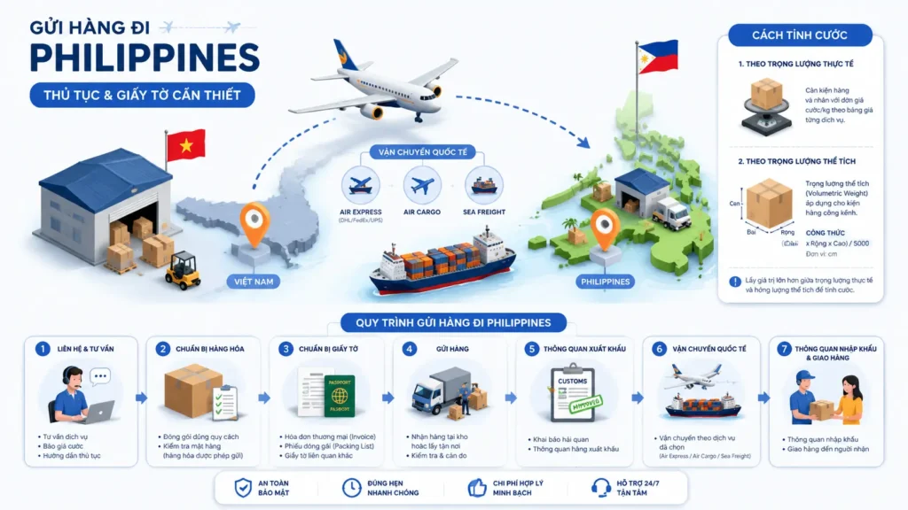 Những thủ tục và giấy tờ khi gửi hàng đi Philippines cần những gì?