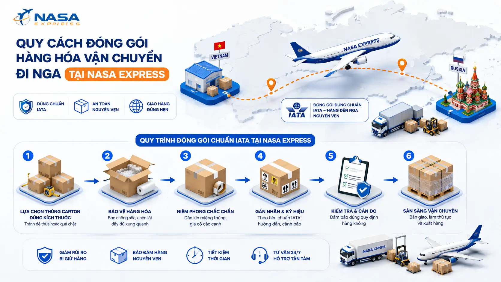 Quy cách đóng gói hàng hóa vận chuyển đi Nga tại Nasa Express