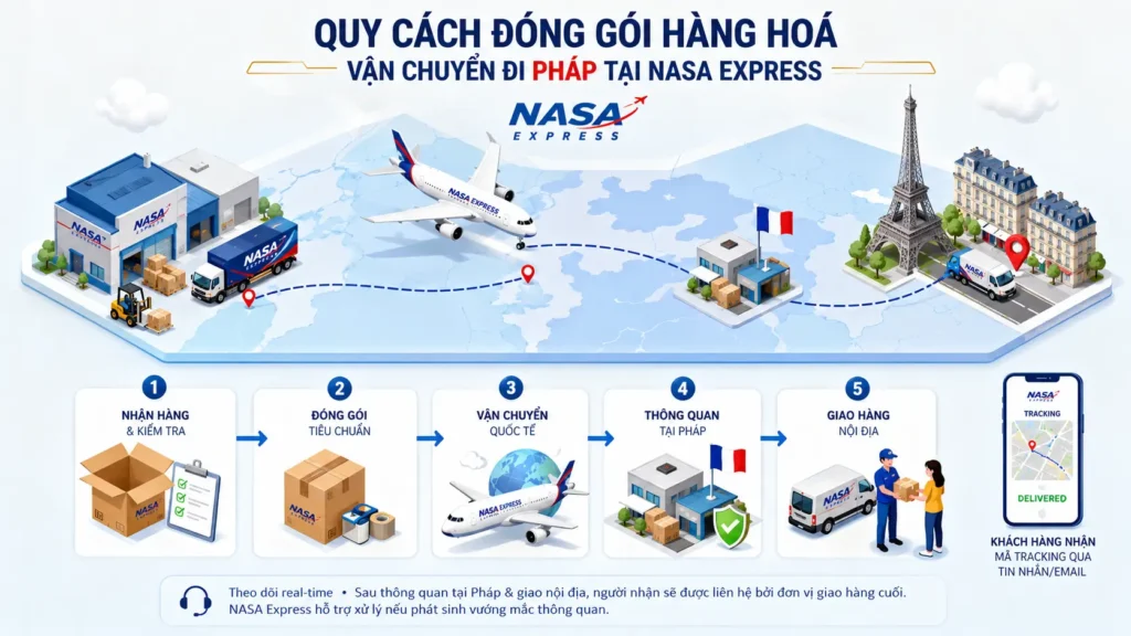 Quy cách đóng gói hàng hoá vận chuyển đi Pháp tại Nasa Express