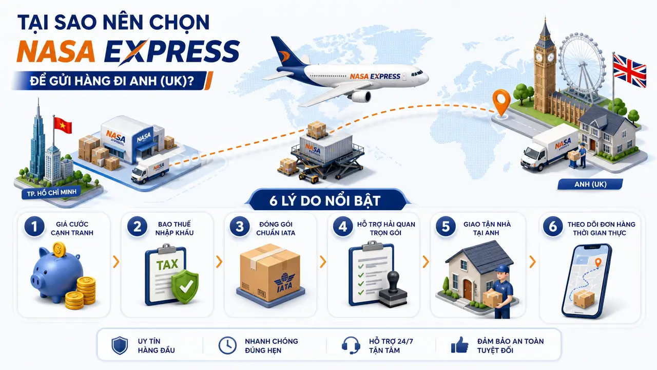 Tại sao nên chọn Nasa Express để gửi hàng đi Anh?