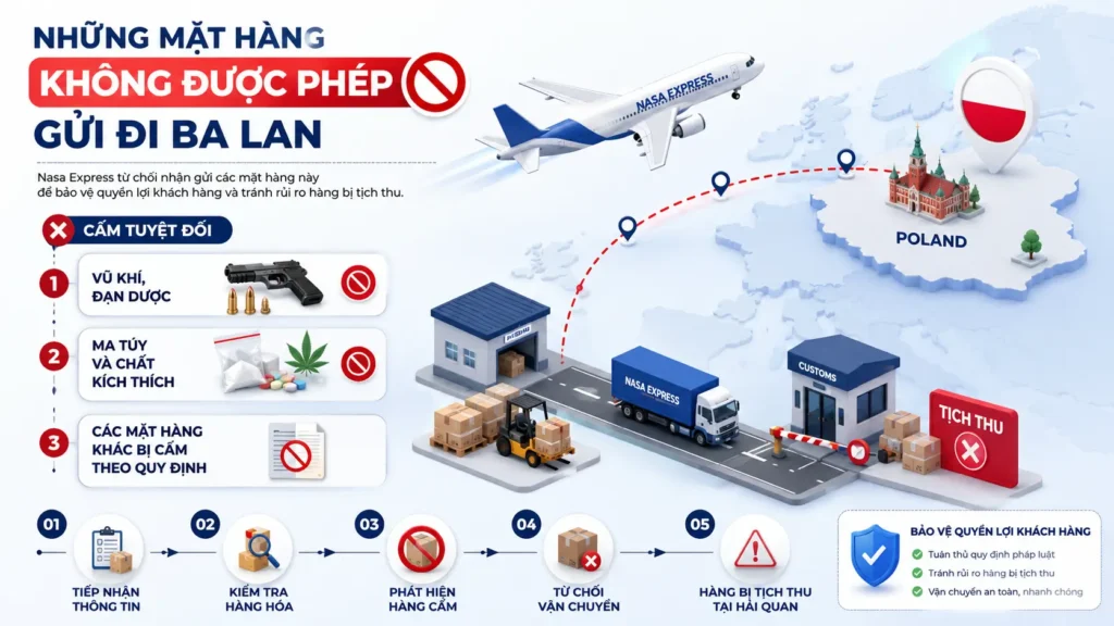 Những mặt hàng nào không được phép gửi đi Ba Lan?