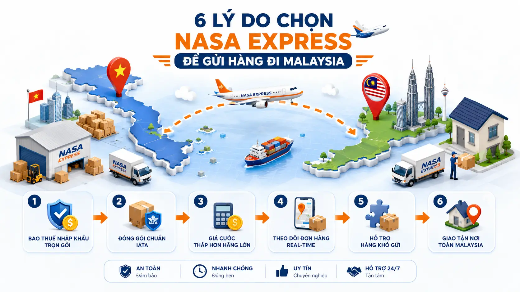 Tại sao nên chọn Nasa Express để gửi hàng đi Malaysia?