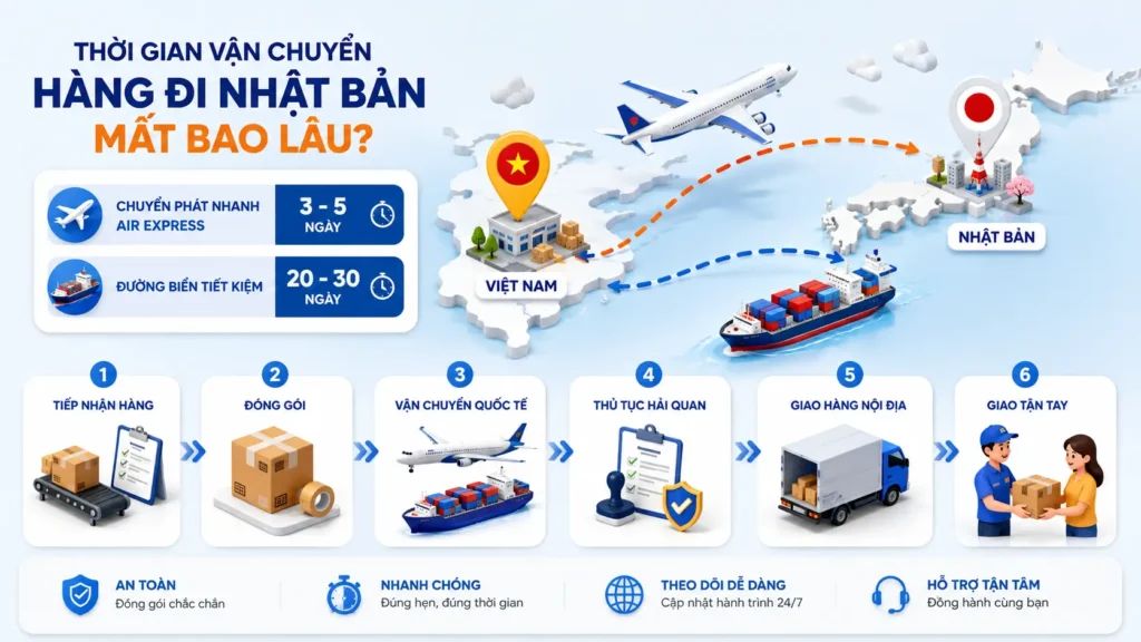 Thời gian vận chuyển hàng đi Nhật Bản mất bao lâu?